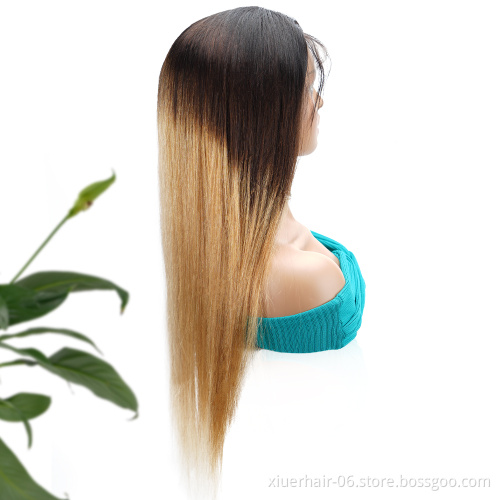 Wholesale 13*4 Lace Front Human Hair Wigs Straight Wave Ombre T1b/27 Color Brazilian Remy Hair for Black Women